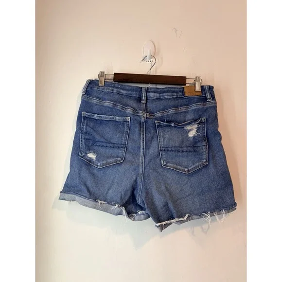 American Eagle Next Level Stretch Curvy High Rise Shortie Shorts Distressed 16 - Picture 2 of 5